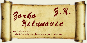 Zorko Milunović vizit kartica